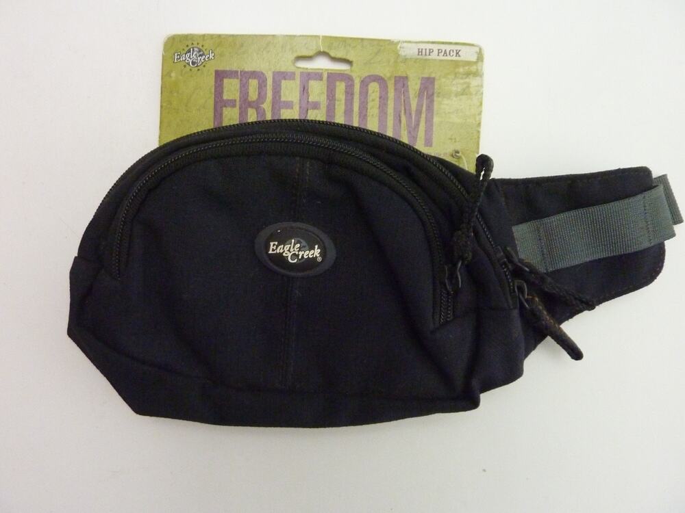 Vintage Eagle Creek Small Black Fanny Pack NWT Waist Bag Hip Belt Pouch 90s